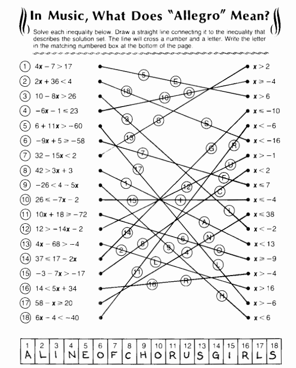 Algebra With Pizzazz Page 190 Answer Key